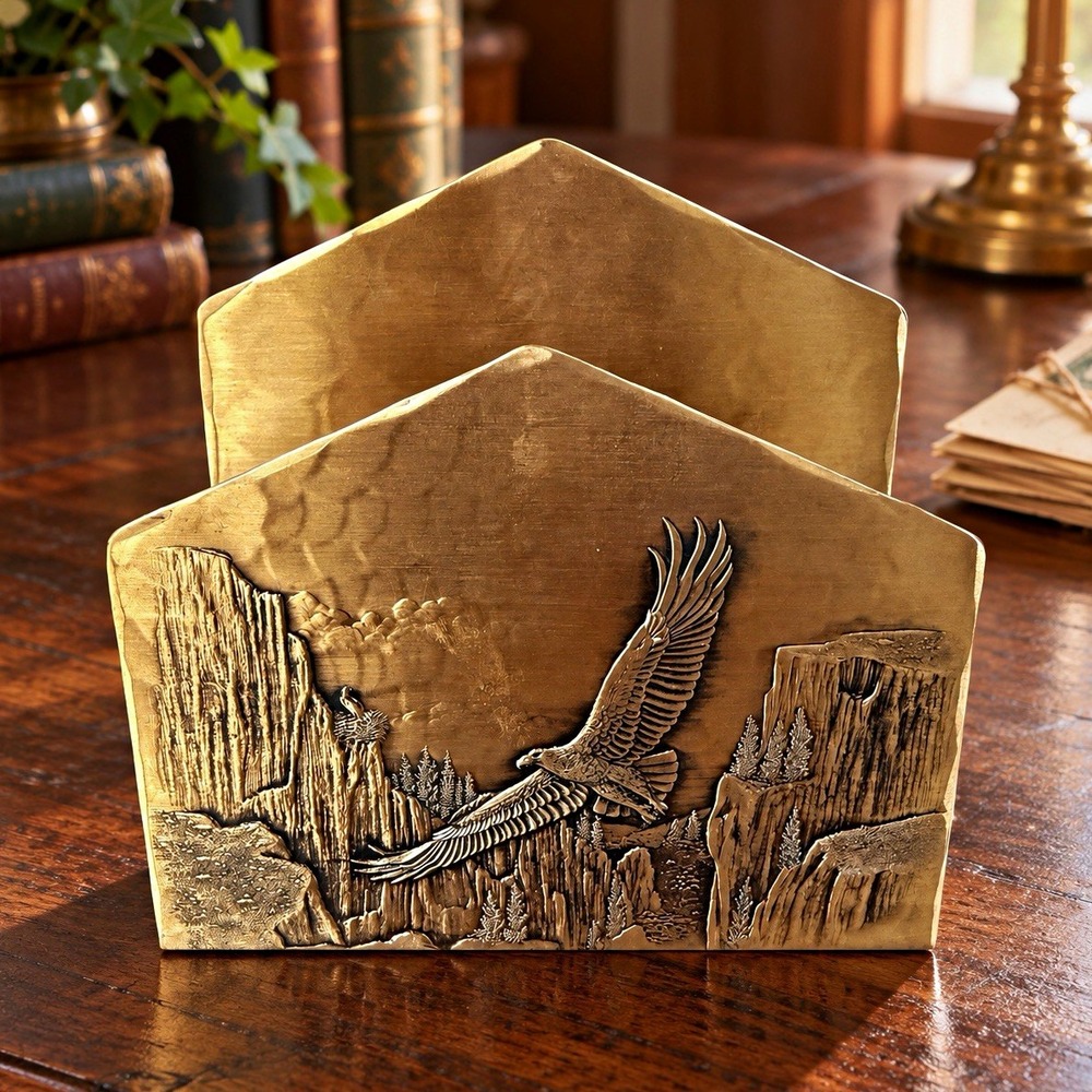 Wendell August Solid Bronze Letter Holder Eagle Canyon Handmade Napkin Holder
